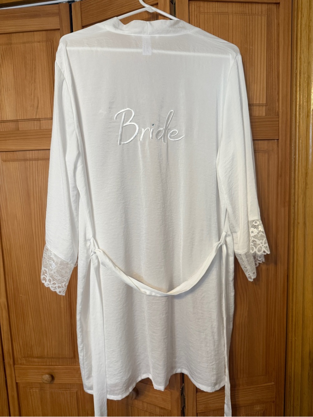 Secret Treasures White "Bride" Lace Cuff Robe